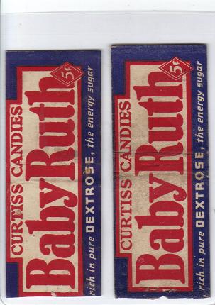 Lot of 2 Vintage Baby Ruth Matchbook Covers