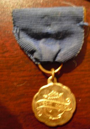 Vintage Gold Metal Merit Award Ribbon and Medal