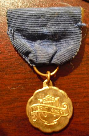 Vintage Bronze Ribbon and Medal - MERIT