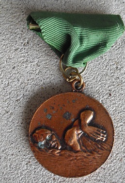 Vintage Wilshire Relays Swimming Medal and Ribbon