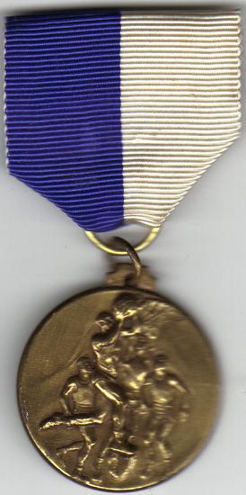 Vintage Brass Medal and Ribbon Basketball Players