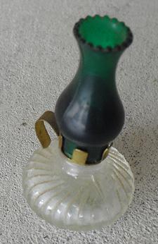 Miniature Glass and Plastic Oil Lamp