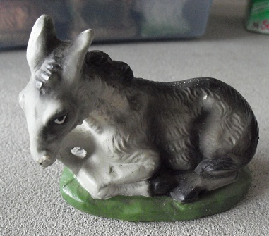 Vintage Composition Sitting Donkey Nativity Figurine