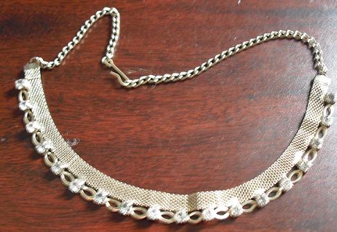 Fancy Gold Tone with Faux Diamonds Necklace