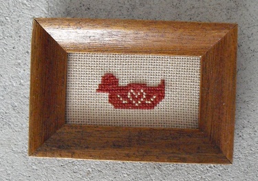 Small Vintage Needlework Framed Duck