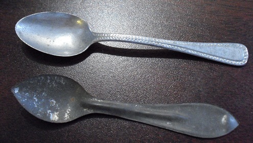 Lot of 2 Old Small Tin Spoons - Germany
