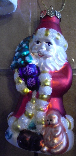 Vintage Glass Santa Claus Christmas Ornament