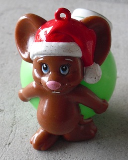 Plastic Clancy the Christmas Mouse Ornament Candy Container