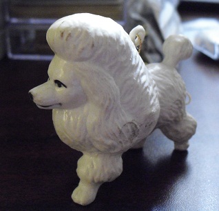 Vintage Plastic Poodle Dog Ornament