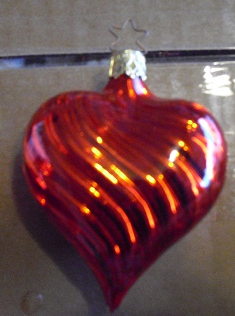 Vintage Red Glass Germany Made Heart Ornament