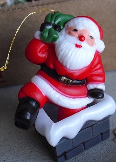 Plastic Santa Claus in Chimney Ornament