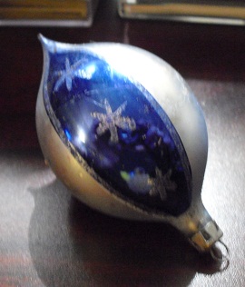 Vintage Glass Poland Marked Teardrop Ornament