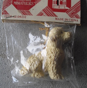 Town Square Miniatures White Dog Ornament MIP