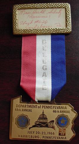 1966 PA American Legion Delegate Badge Pinback