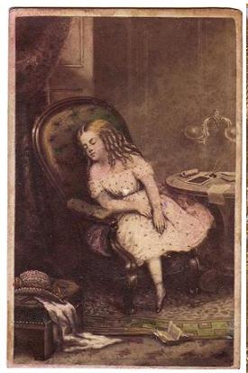 1880s Victorian Trade Card Sleeping Girl