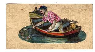 Victorian Trade Card Man in Boat