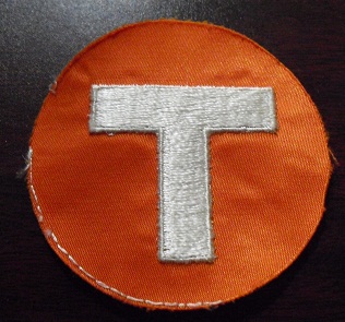 Embroidered Patch - Orange and White Letter T