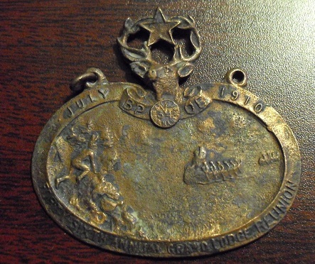 Vintage Bronze Pendant 1910 BP OE Grand Lodge Reunion