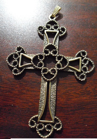 Large Vintage Sarah Cov Metal Cross Pendant