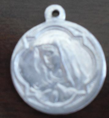 Vintage Aluminum Religious Pendant Our Lady