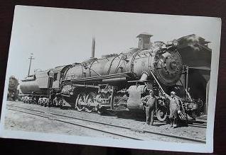 Old Black and White Photograph Postcard B&O 6161 Locomotive
