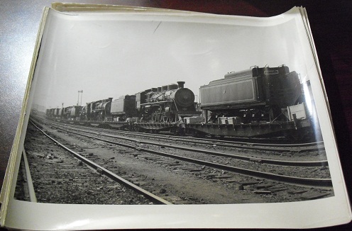 1950s 8x10 Train photograph of Locos and Tenders on Flatcars