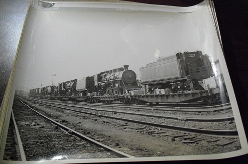 1950s 8x10 Train Photograph of Locos on Flat Cars