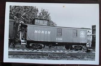 Old Black and White Photograph Postcard Monon Caboose