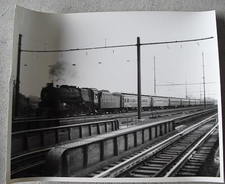 Vintage 8x10 Pennsylvania Loco and Train on Tracks