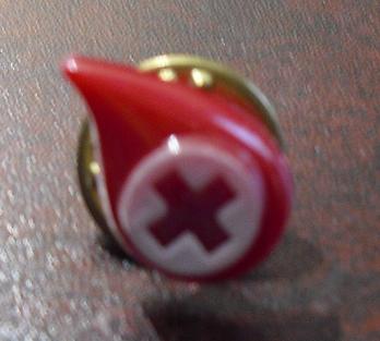 Vintage Plastic Blood Drop Red Cross Pinback