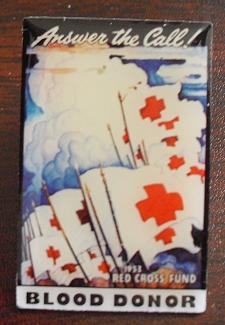 Retro Red Cross Blood Drive Pinback
