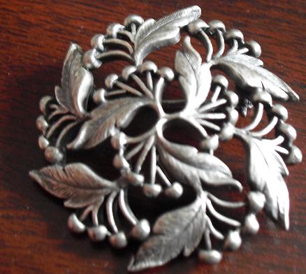 Unique Pewter Floral Pinback or Broach