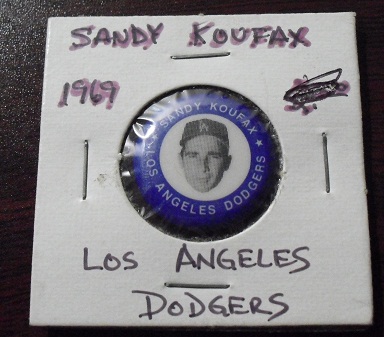 RARE 1969 MEtal Pinback Sandy Koufax
