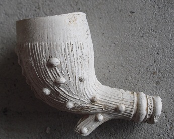 Mid 1800s Clay Pipe Bowl - Leaf and Tree Design