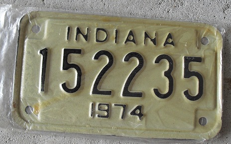 1974 Indiana Motorcycle License Plate - 152235