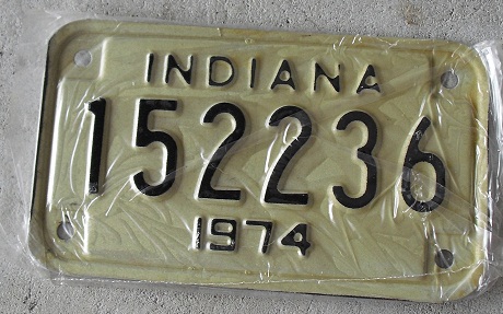 1974 Indiana Motorcycle License Plate - 152236