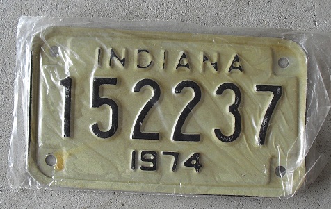 1974 Indiana Motorcycle License Plate - 152237