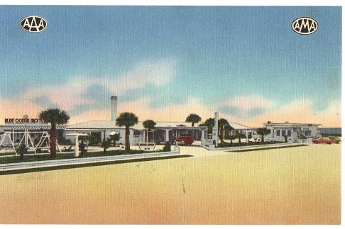 1950s Postcard Blue Ocean Motel and Restaurant