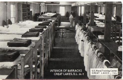 1951 Army Postcard Great Lakes Ill Barracks