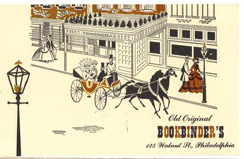 Vintage Unused Bookbinder's Restaurant Postcard