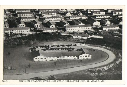 Vintage Postcard Headquarters and Camp Fort Meade