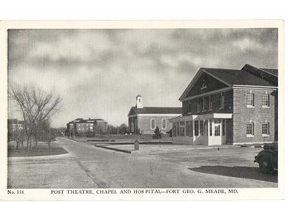 Vintage Postcard Post Theatre Chapel Hospital Fort Meade