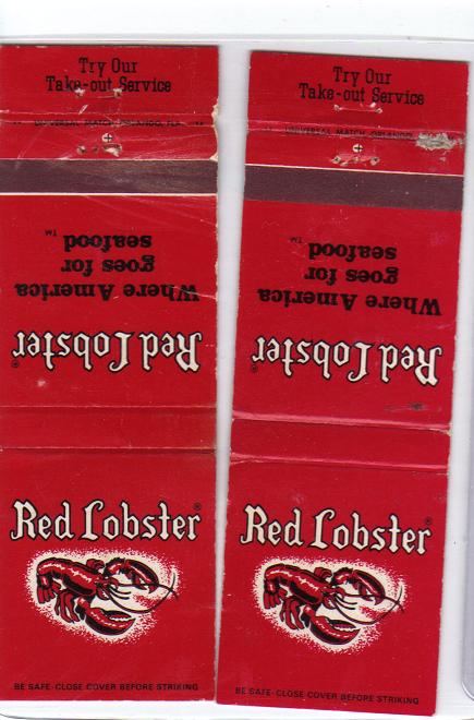 Lot of 2 Unique Vintage Red Lobster Matchbooks
