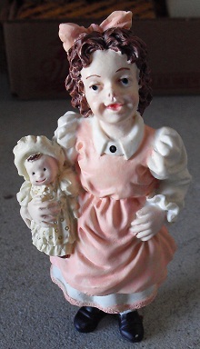 Modern Resin Dollhouse Girl Holding Doll Figurine