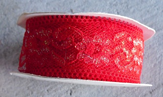Vintage Roll of  Creative Craft Red Lace Ribbon