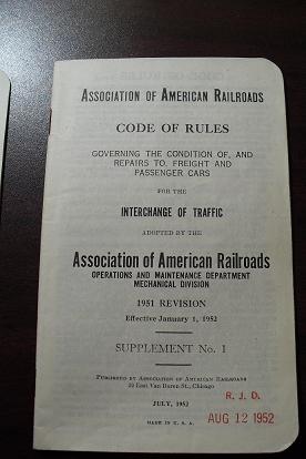 1951 American Railroads Code of Rules Booklet