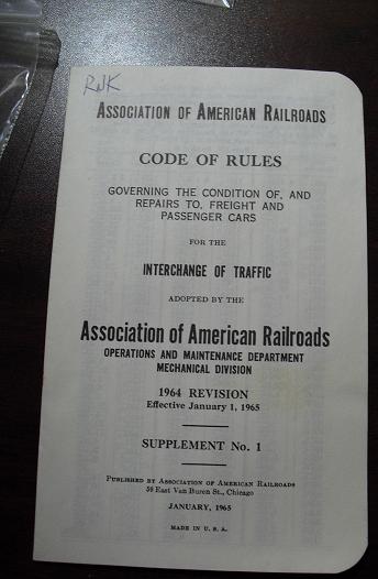 1964 American Railroads Code of Rules Booklet