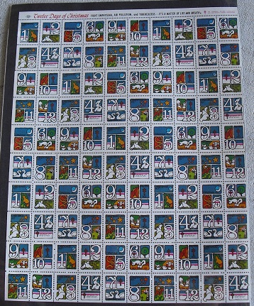 Full Sheet of 1973 Christmas Seals