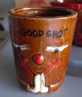 Vintage Pottery Shot Glass - Odd Face Japan