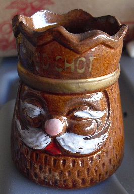 Vintage Pottery Shot Glass King Head